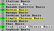 Basic language filters for cjk fonts