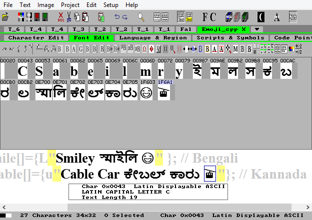 C string conversion to Asian fonts