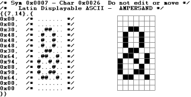 1-bit B&W C Source code for one character from IconEdit