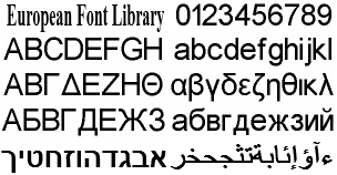 Included European & Middle Eastern Font Library