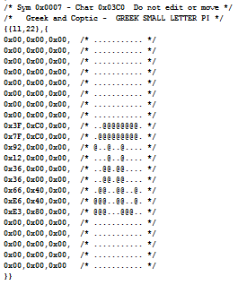 Small Greek Letter Pi as C-source code