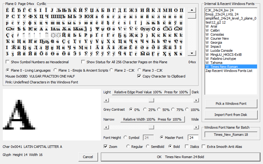 Use Windows font selection