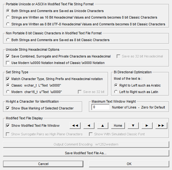 IconEdit options for modified text