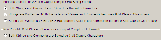 IconEdit can save C-source text strings as Unicode, UTF-16, UTF-8, and classic 8-bit strings