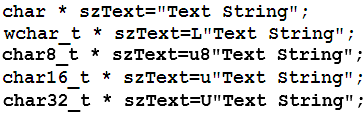 Latin c-code text string