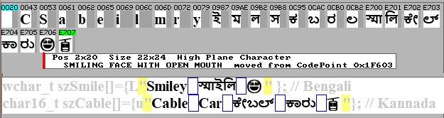 Indian font with 32 bit symbols moved to 16 bit