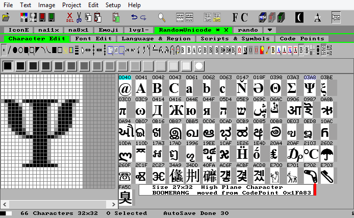 Random Unicode Bitmap Characters