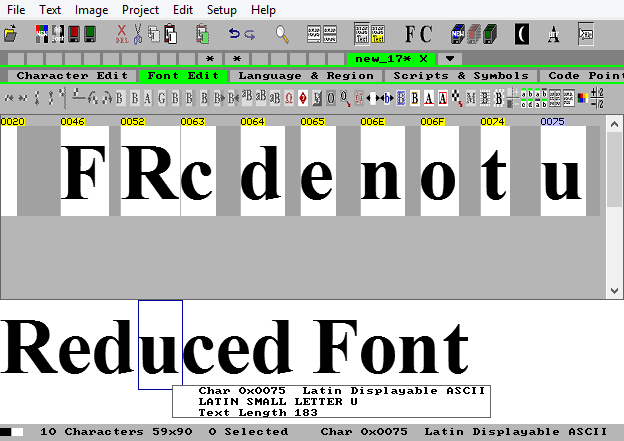 Reduced raster Font in IconEdit