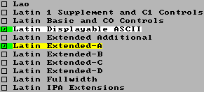 Selector for almost 200 Unicode Alphabets and Symbol ranges for a font